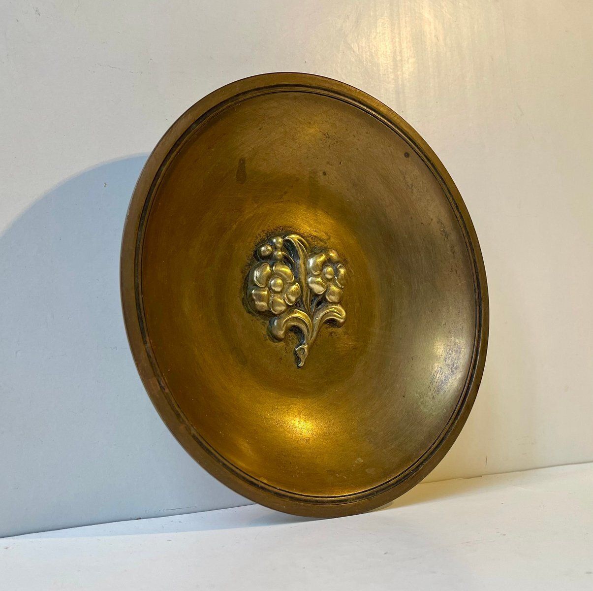 Art Deco Bronze Bowl With Flowers From Njal, Denmark, 1930s photo buy