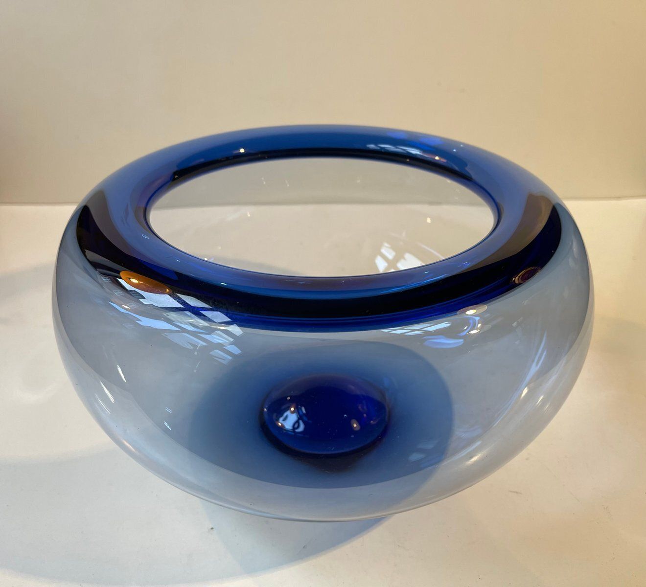 Mid Century Blue Glass Bowl By Per Lütken For Holmegaard, 1970s photo furniture