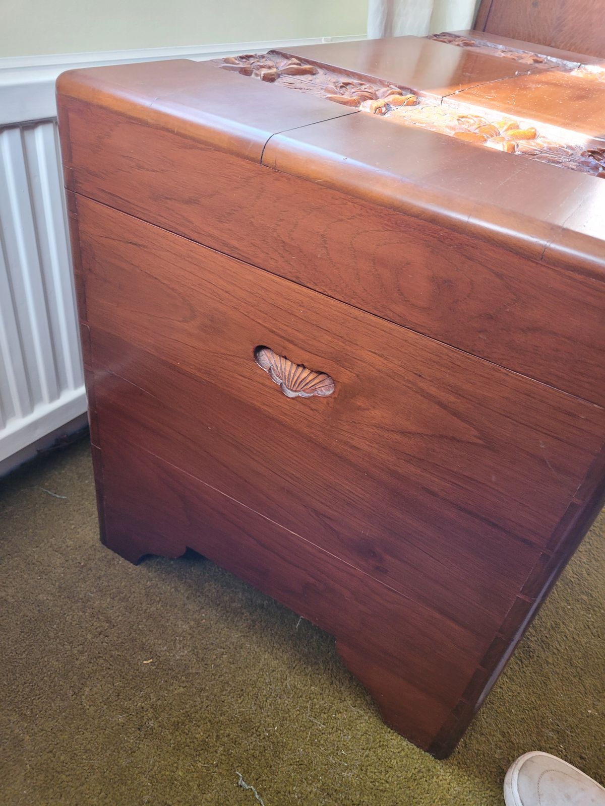 1950s Camphor Wood Hand Carved Chest   From Singapore photo buy