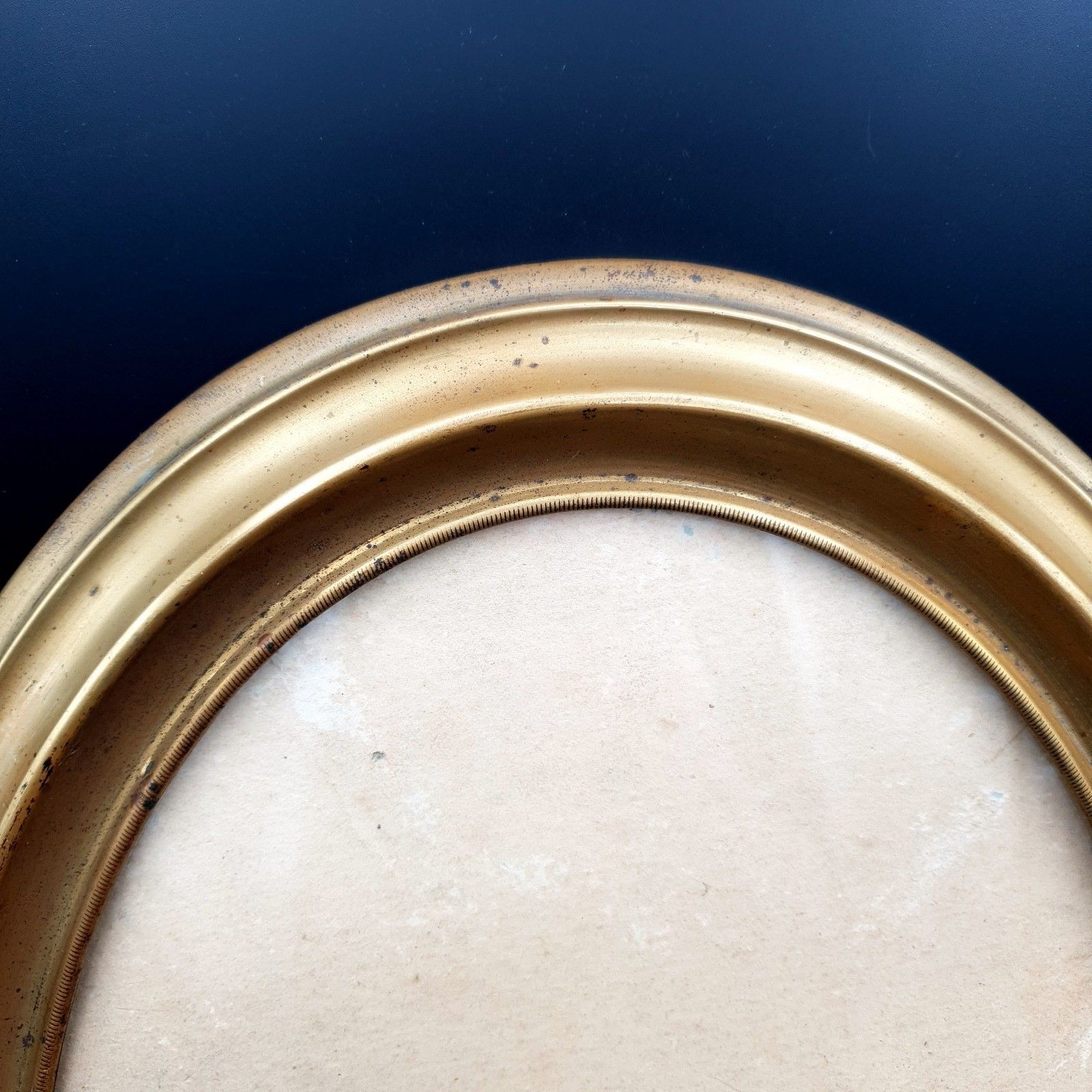 Antique Victorian Oval Brass Over Wood Portrait Frame C1900 Picture Frame H 36cm photo for sale