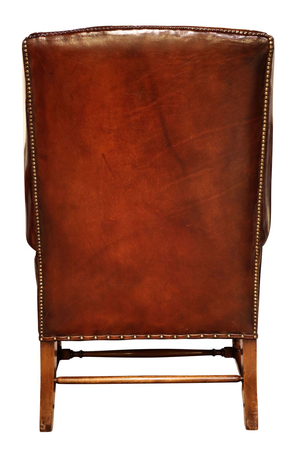 Antique 19th Century Hand Coloured Leather Wing Armchair On Walnut Cabriole Legs photo vinterior
