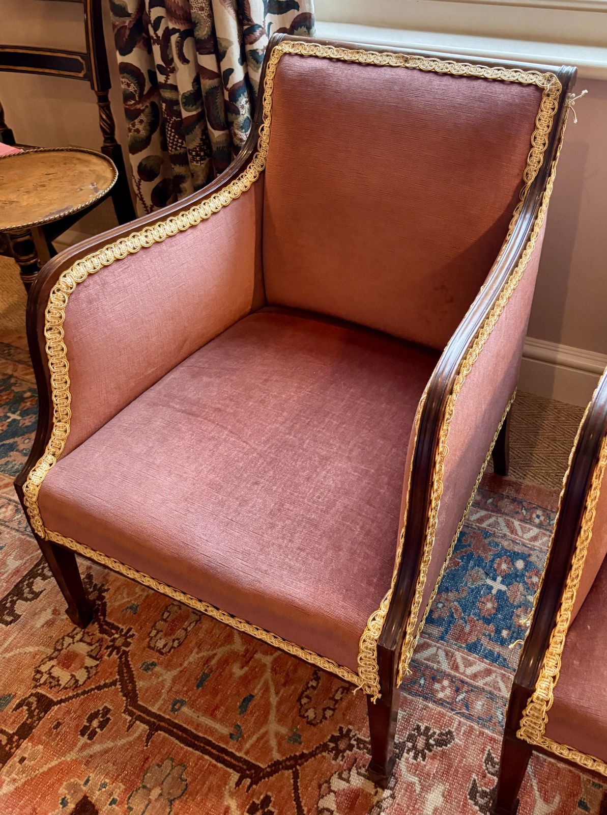 Pair Of Edwardian Mahogany Tub Salon Armchairs From 1900 photo 650.0