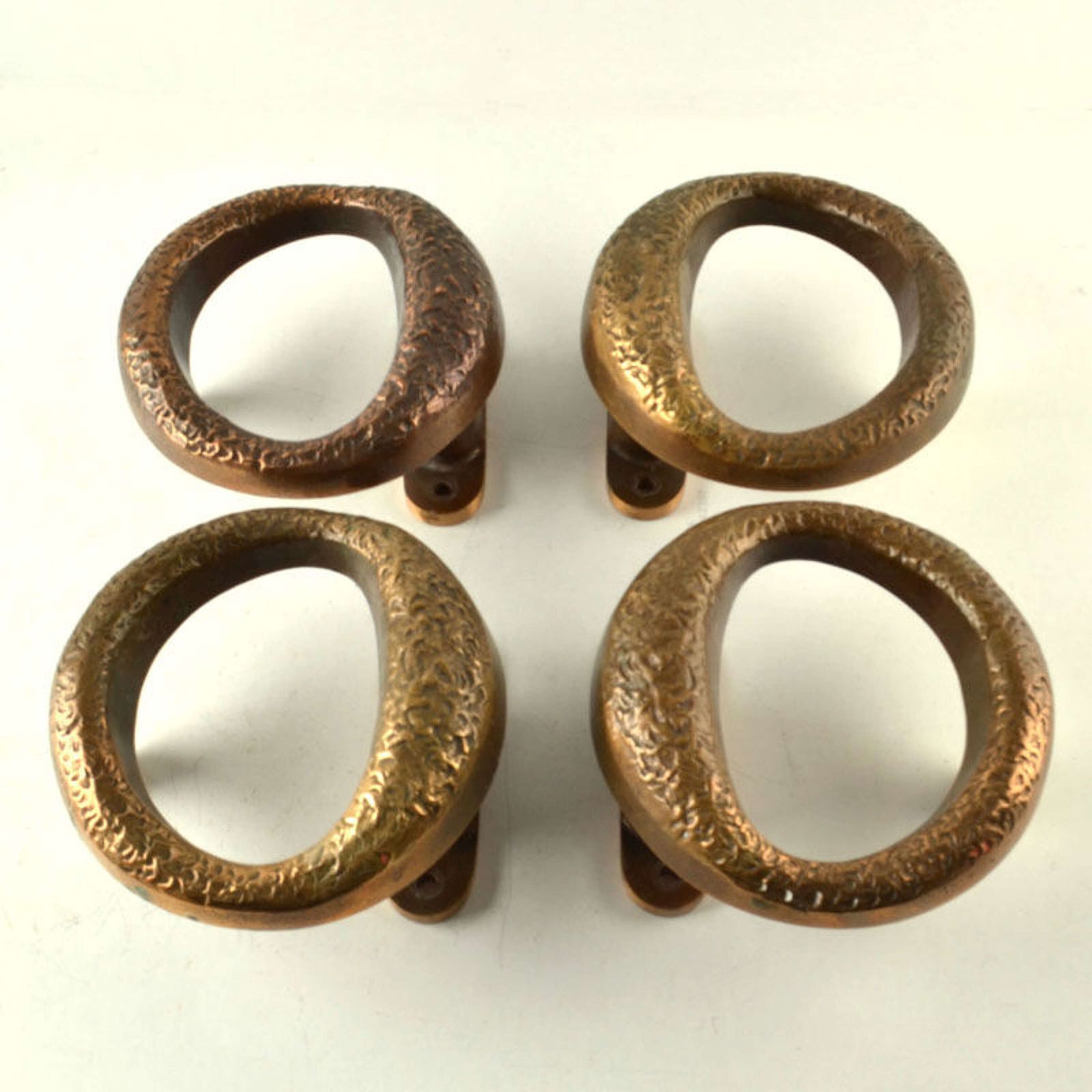 Double Pair Of Round Bronze Brutalist Door Handles photo Home Fixtures