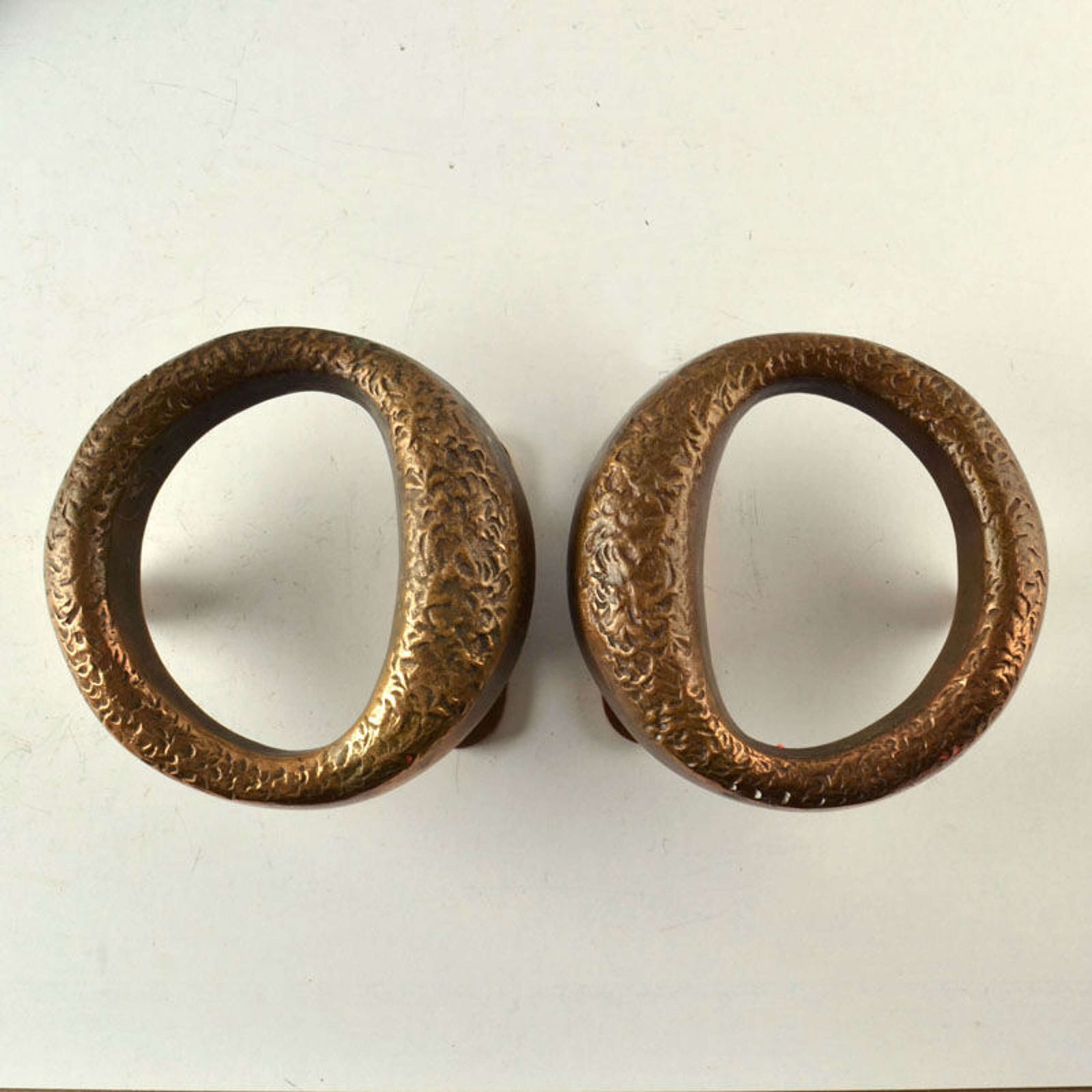 Double Pair Of Round Bronze Brutalist Door Handles photo vinterior