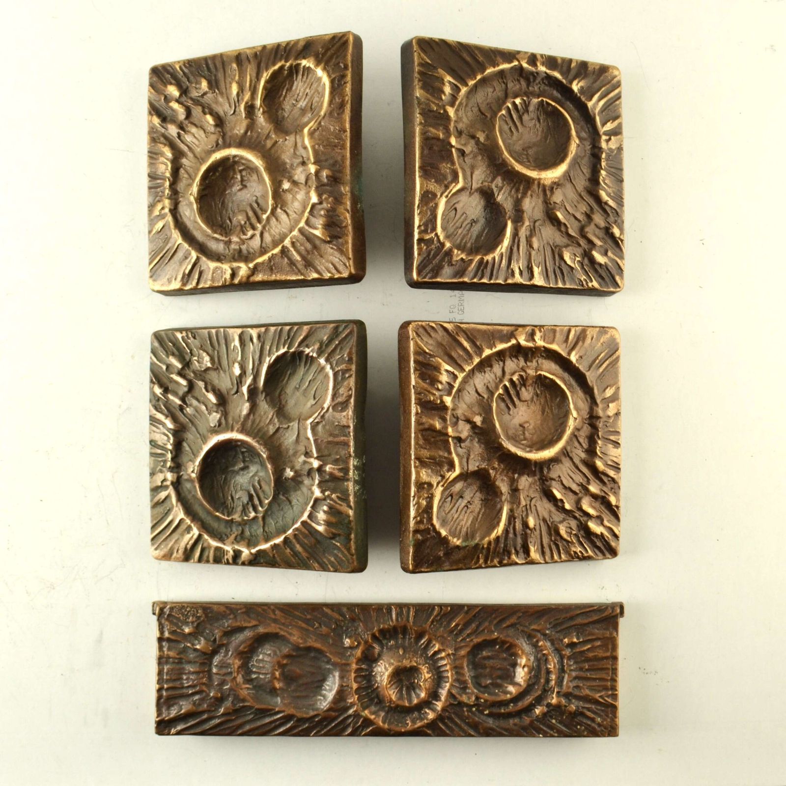 Double Pair Of Bronze Door Handles, Bel And Key Hole With Organic Relief photo Home Fixtures