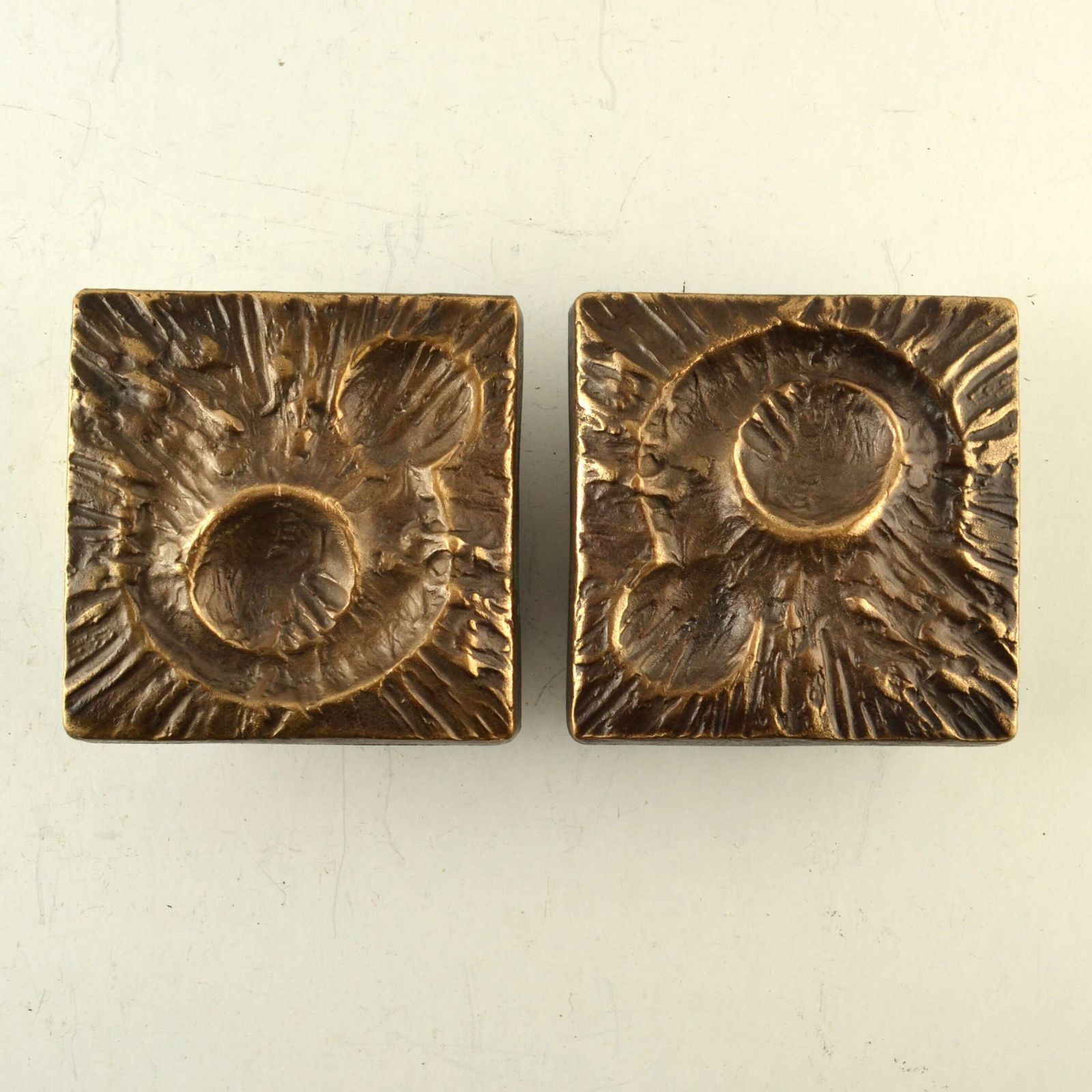 Double Pair Of Bronze Door Handles, Bel And Key Hole With Organic Relief photo 3950.0