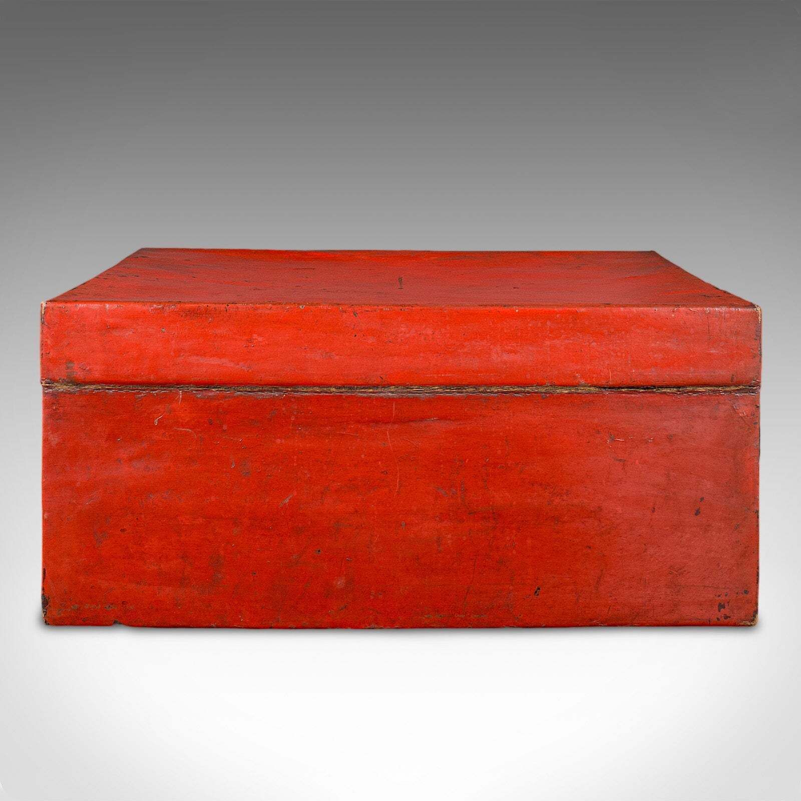 Vintage Decorative Trunk, Oriental, Leather, Travel Case, Storage Case, Art Deco photo 811.0