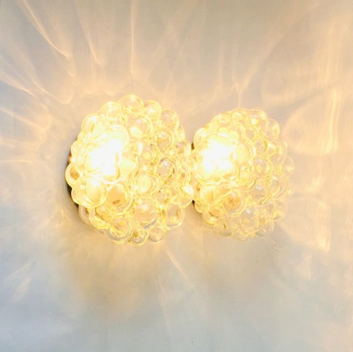 Set Of Mid Century Glass Ceiling Light & 2 Wall Lights By Helena Tynell For Limburg, Germany, 1960s photo vinterior