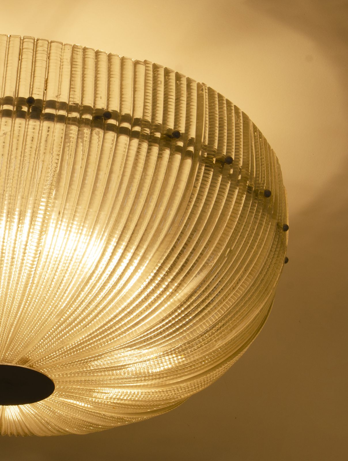 Mid 20th Century Modern Murano Glass Circular Flush Mount Luminary By Paolo Venini, Italy photo vintage