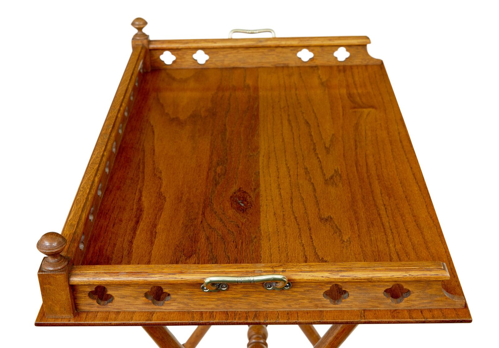 19th Century Carved Oak Butlers Tray On Stand. photo vintage