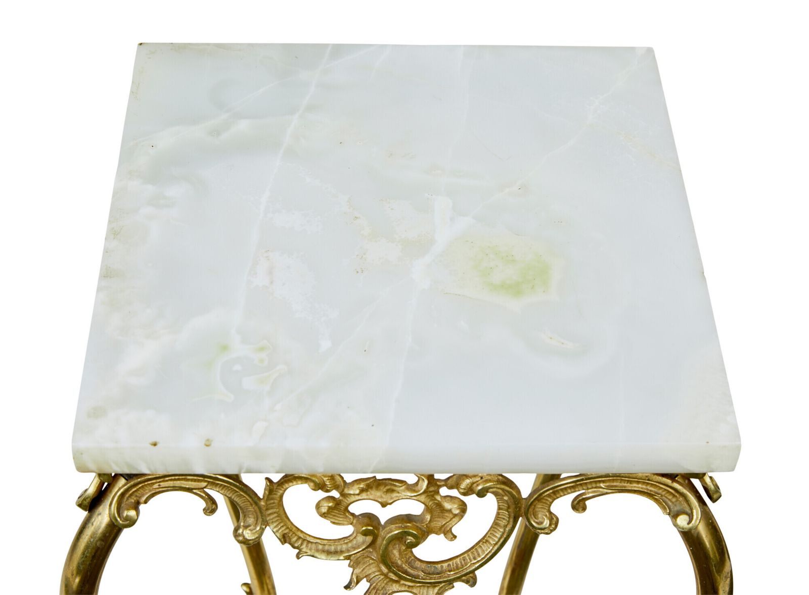 20th Century Chiseled Brass And Oynx Pedestal Table. photo Home Decor