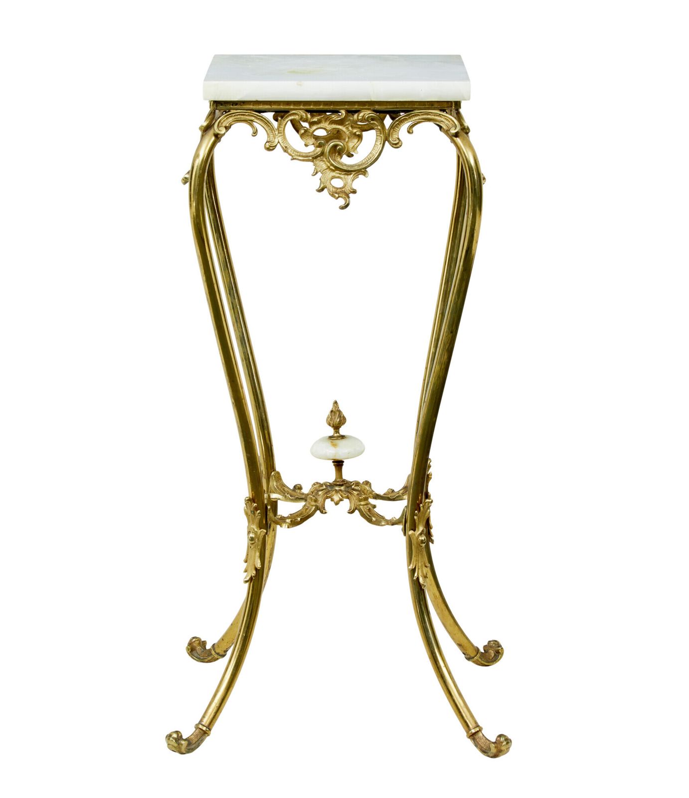 20th Century Chiseled Brass And Oynx Pedestal Table. photo buy