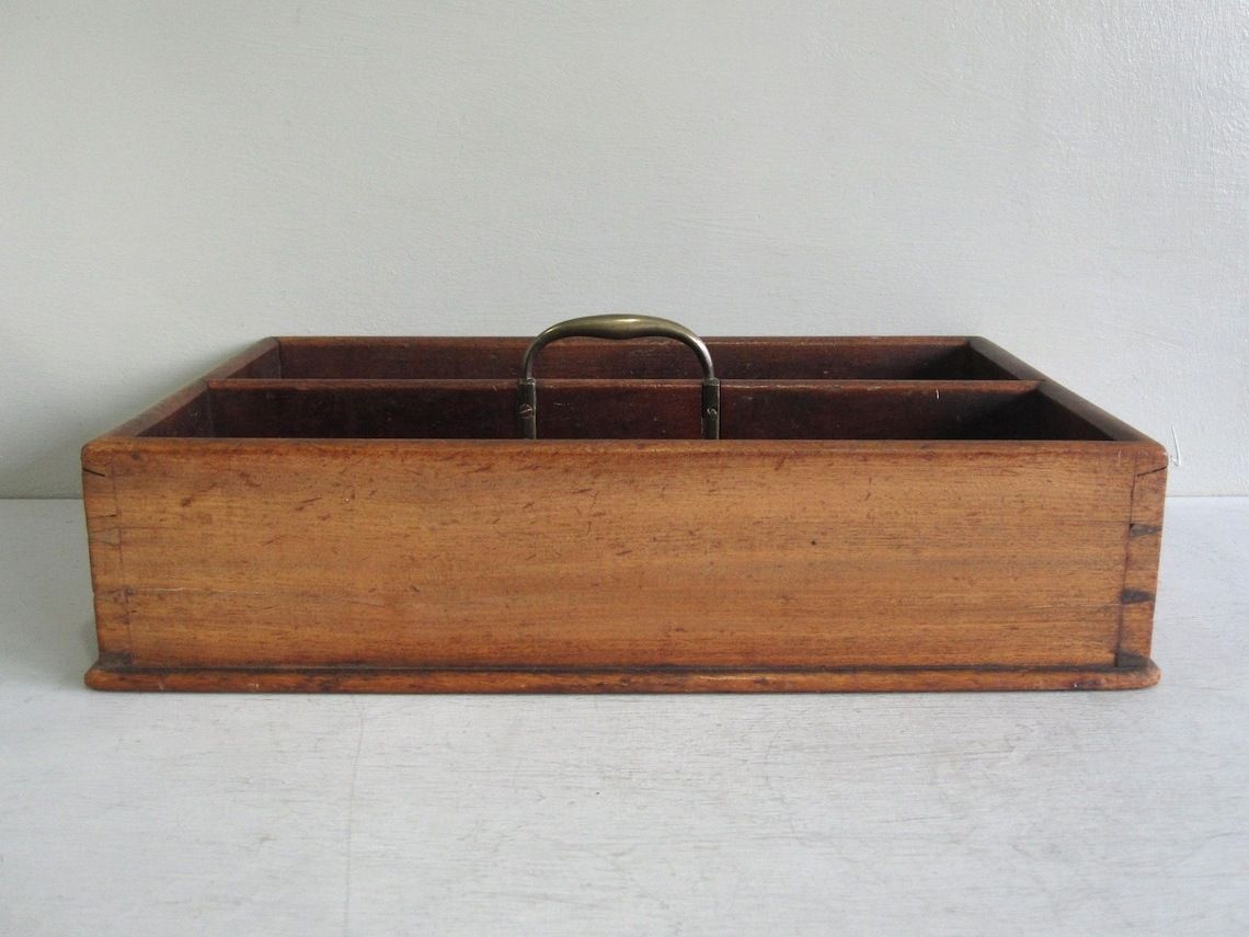 photo for sale Mahogany Wood Butler's Box With Central Brass Handle