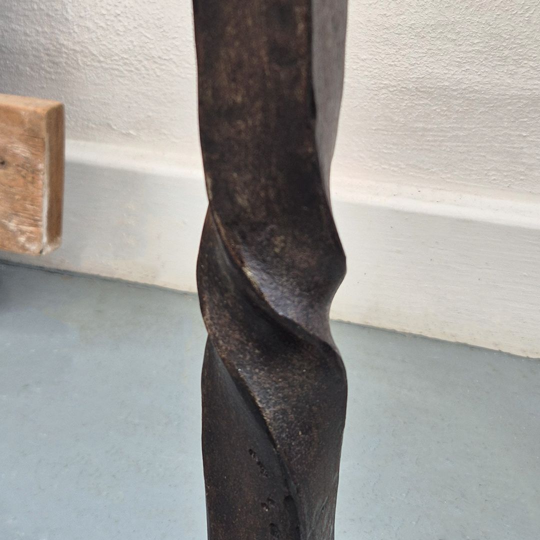 1970's Brutalist Candle Holder: Tall Metal Mid Century Hand Forged Artist Made Piece photo 180.0