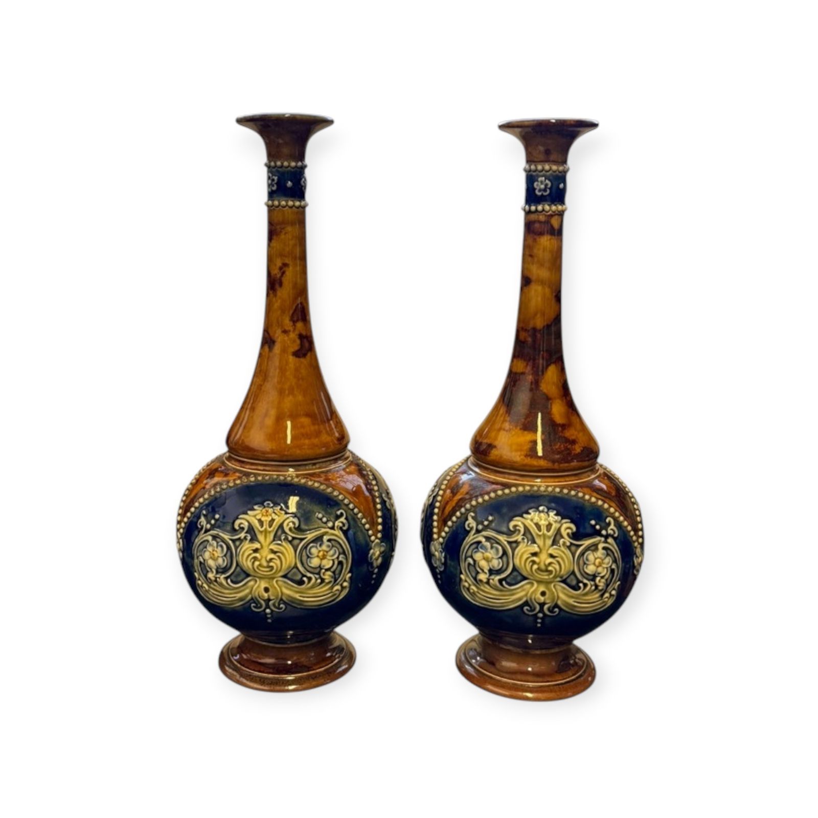 Royal Doulton Lambeth Stoneware Vases (Pair) England | C.1890–1910 photo Home Decor