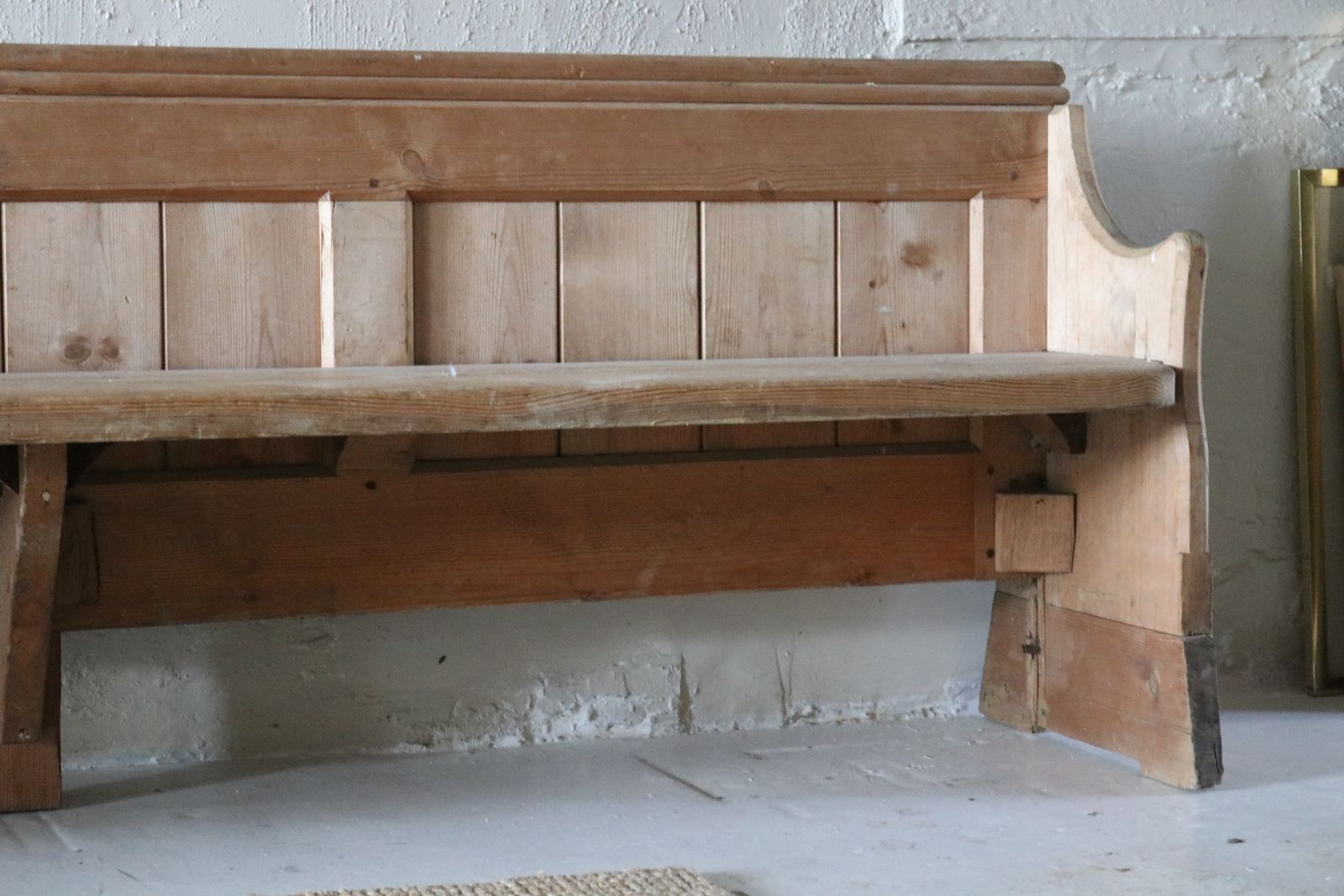 Antique Pine Children's Church Pew photo furniture