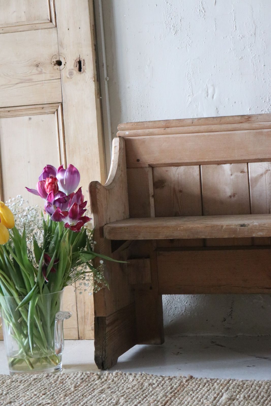 Antique Pine Children's Church Pew photo for sale