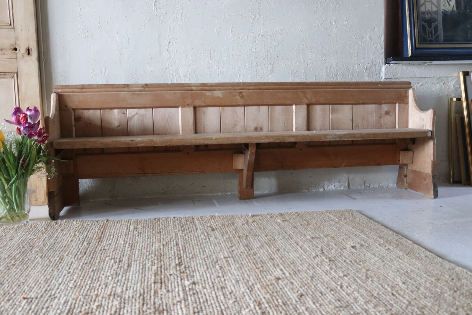 Furniture Antique Pine Children's Church Pew photo
