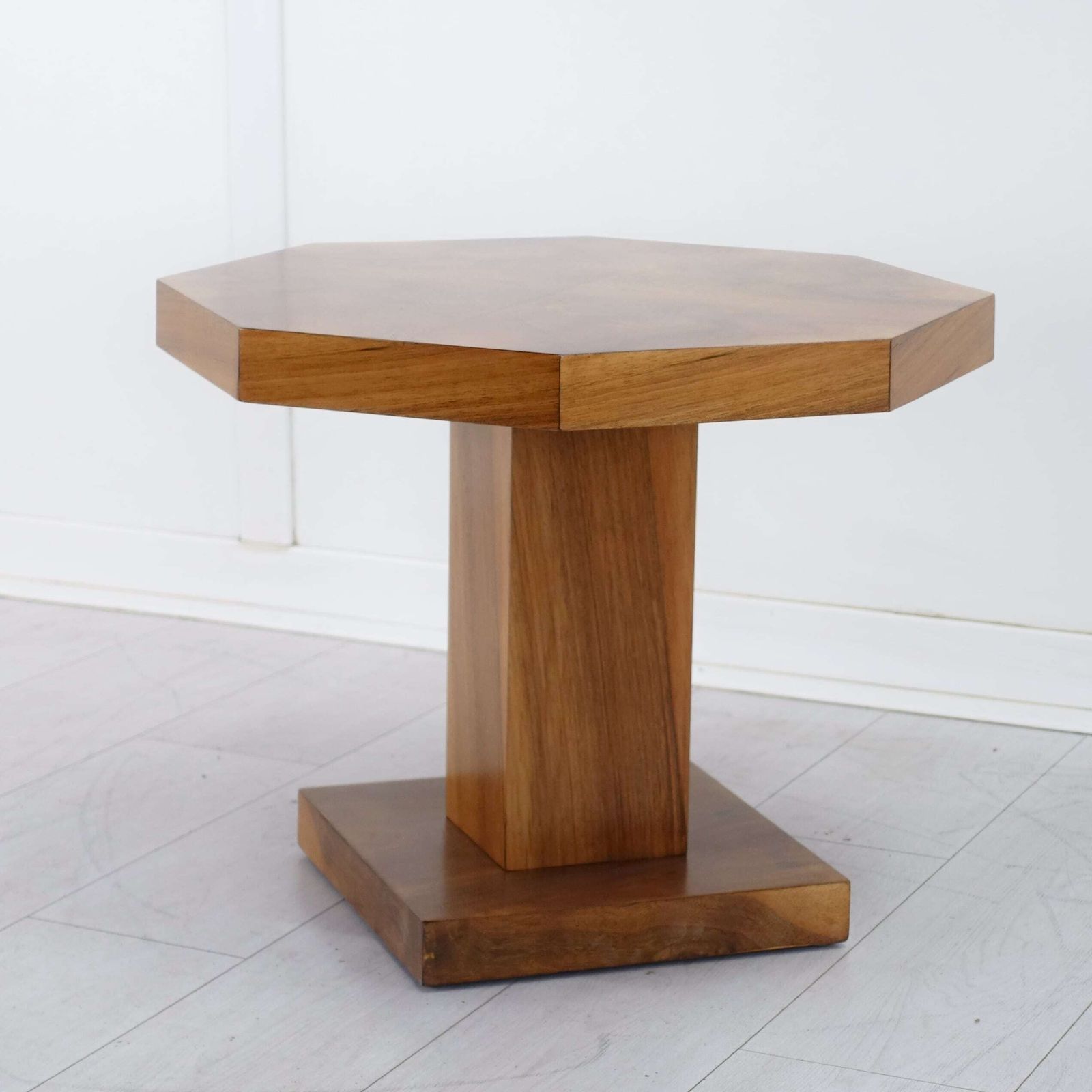 English Art Deco Octagonal Walnut Coffee  Table — Circa 1930 photo vintage