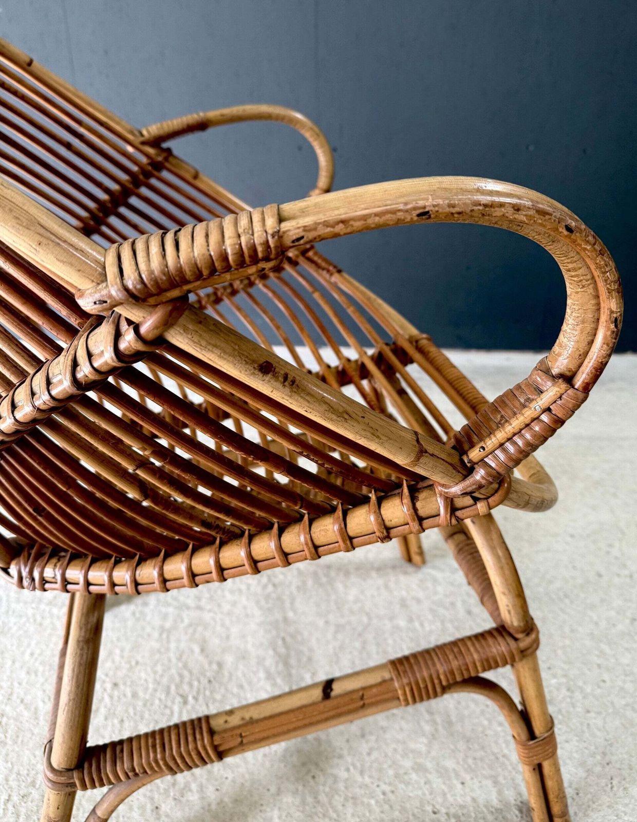 photo vintage Mid Century Design Bamboo Pod Fauteuil, Italië, Ca. Jaren 1960