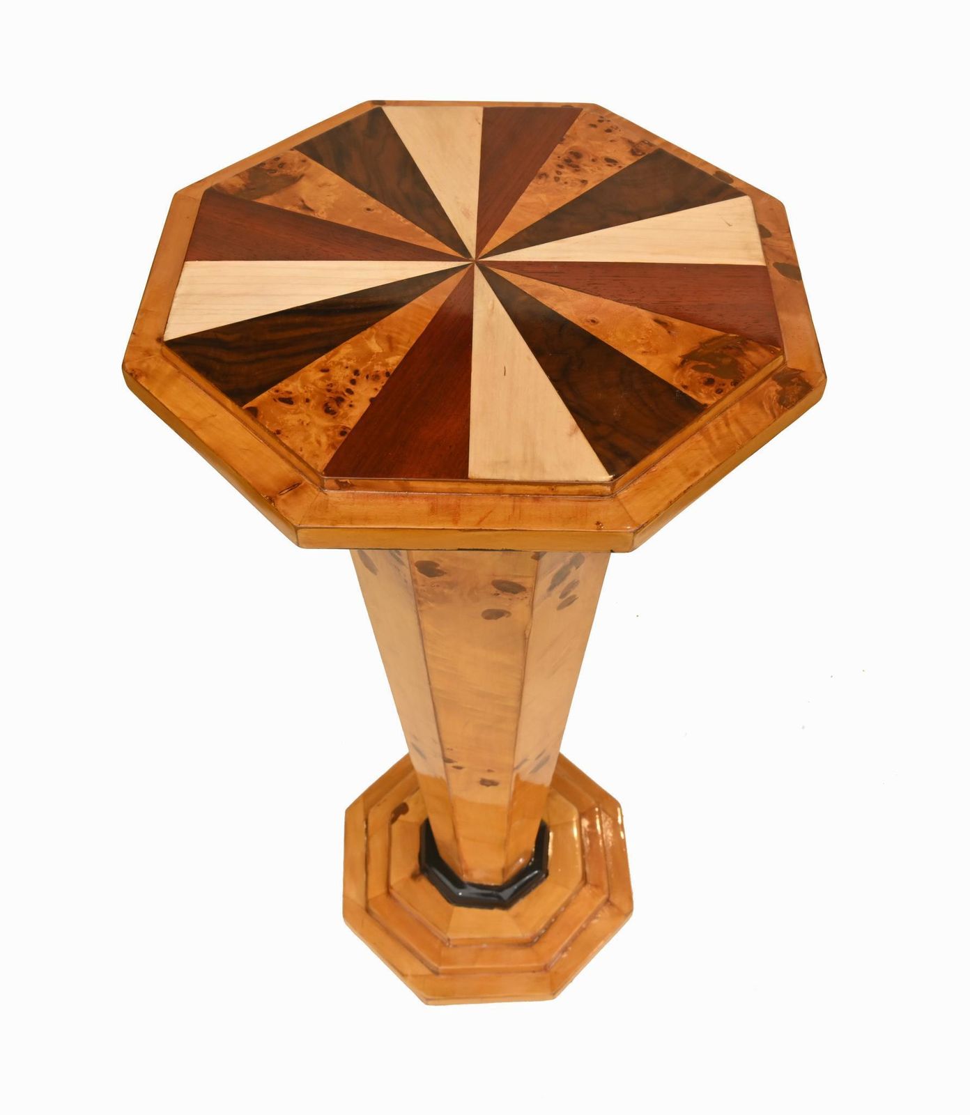 Pair Art Deco Pedestal Tables Side Stands Starburst Inlay photo Furniture