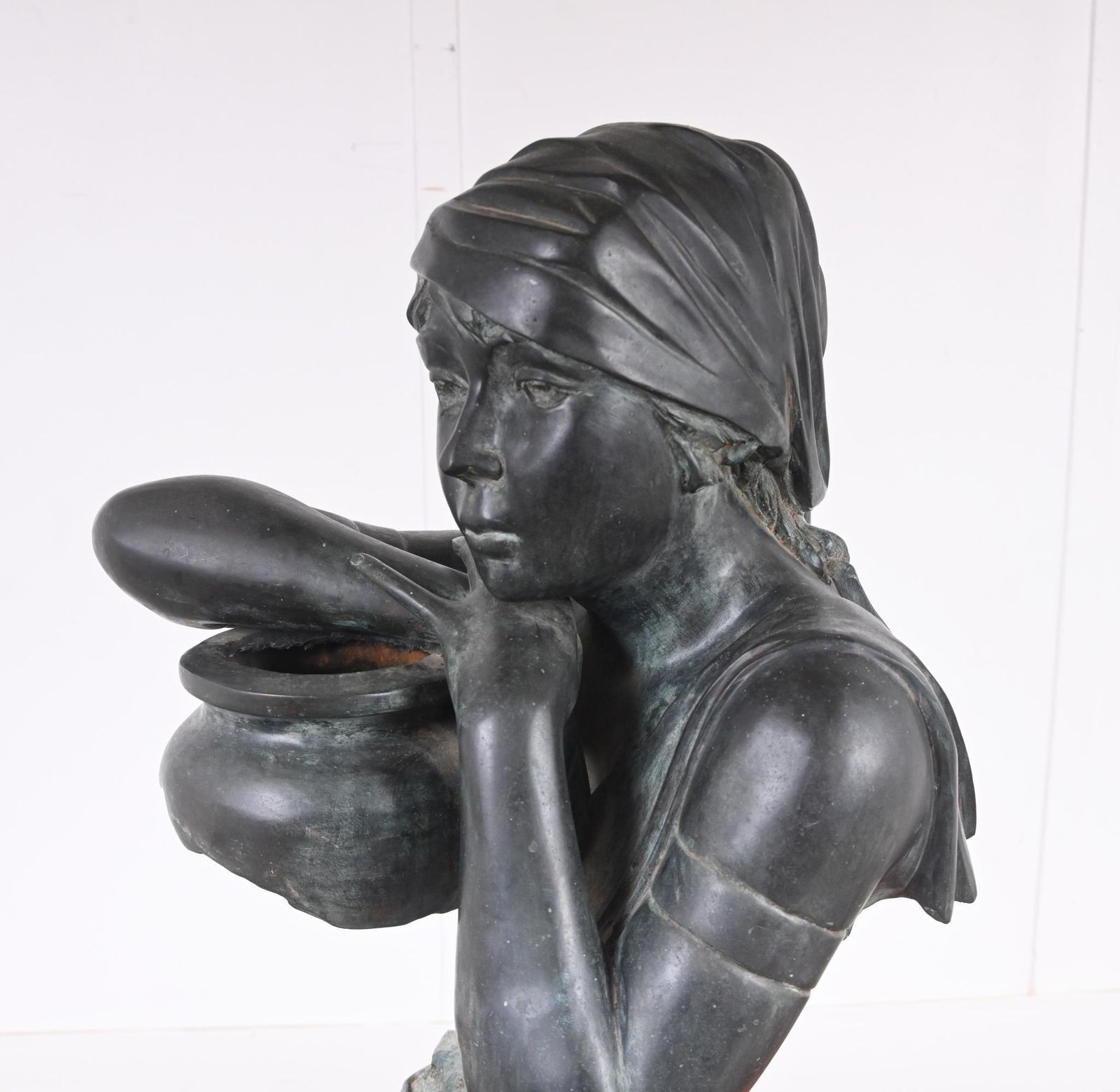 Art Nouveau Bronze Bust Rebecca Au Puits Villanis Statue Casting photo 1650.0