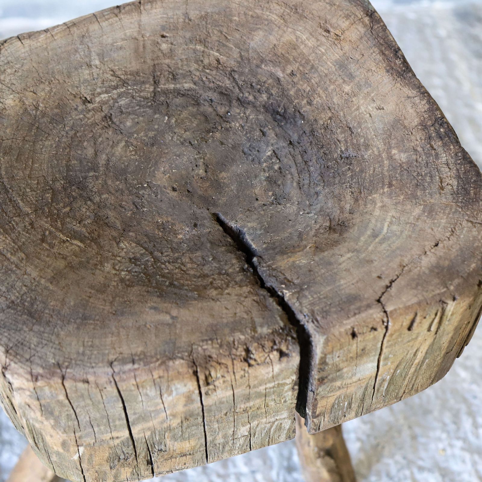 Home Decor 19th Century French Elm Chopping Block On Original Gnarled Legs – Vernacular Rural Style photo