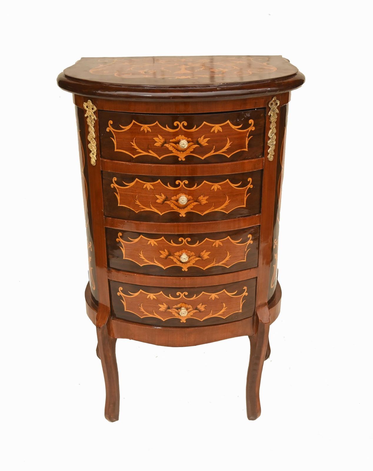 Pair French Bedside Cabinets Inlay Nightstands Louis XV Revival photo 875.0