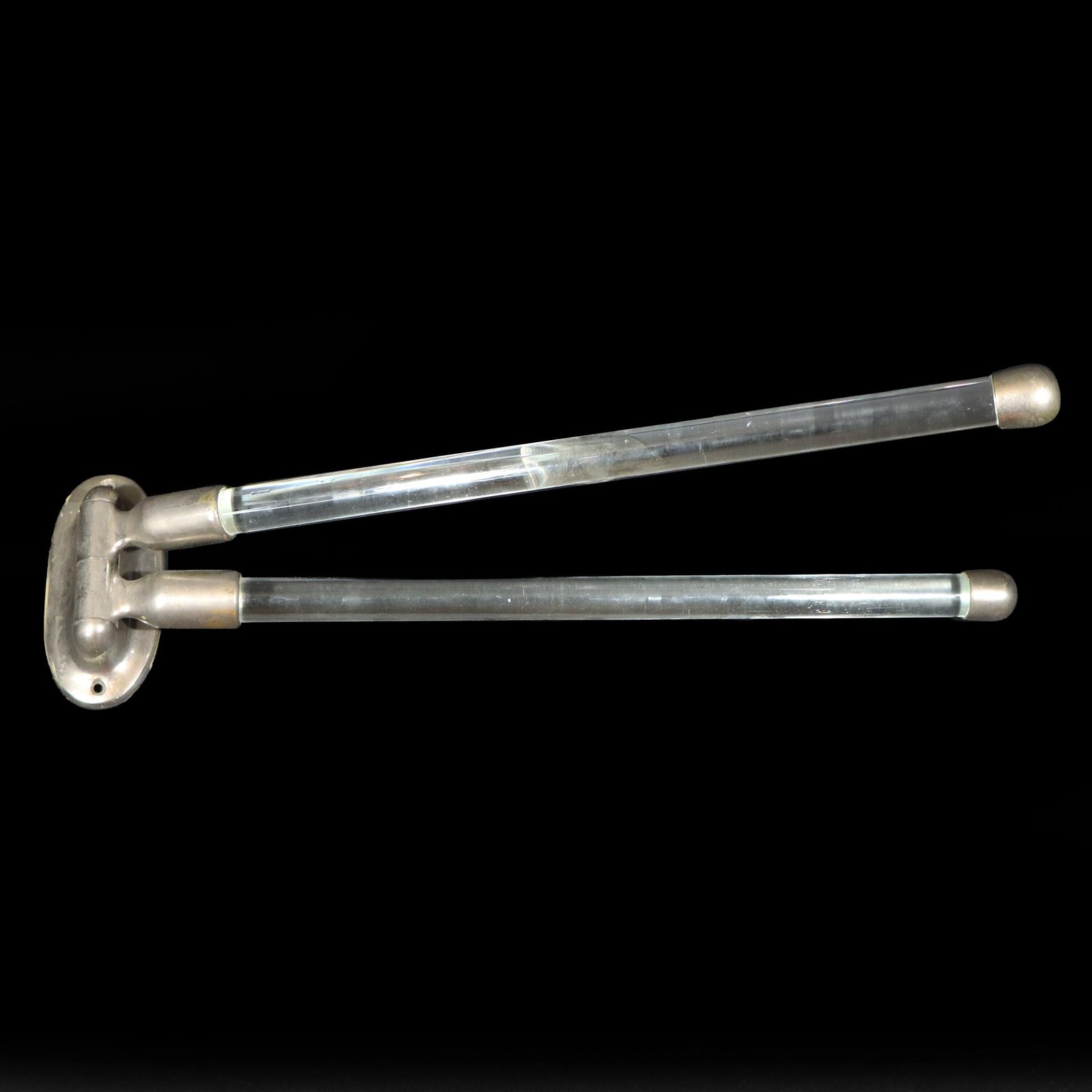 Antique Wall Mount French Nickel And Glass Towel Rack, Swinging Bar photo furniture