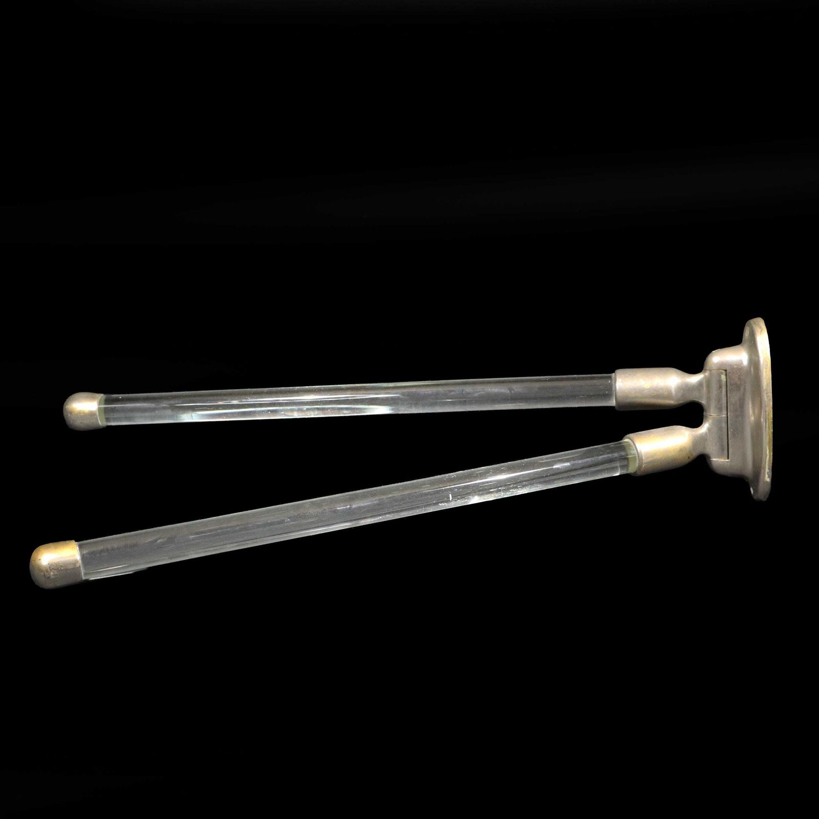 416.0 Antique Wall Mount French Nickel And Glass Towel Rack, Swinging Bar photo