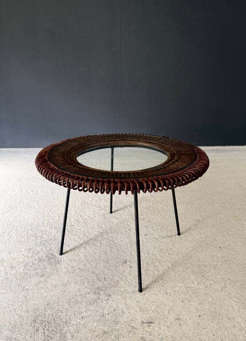 Midcentury Design Bamboo Occasional Side Table, France 1950's