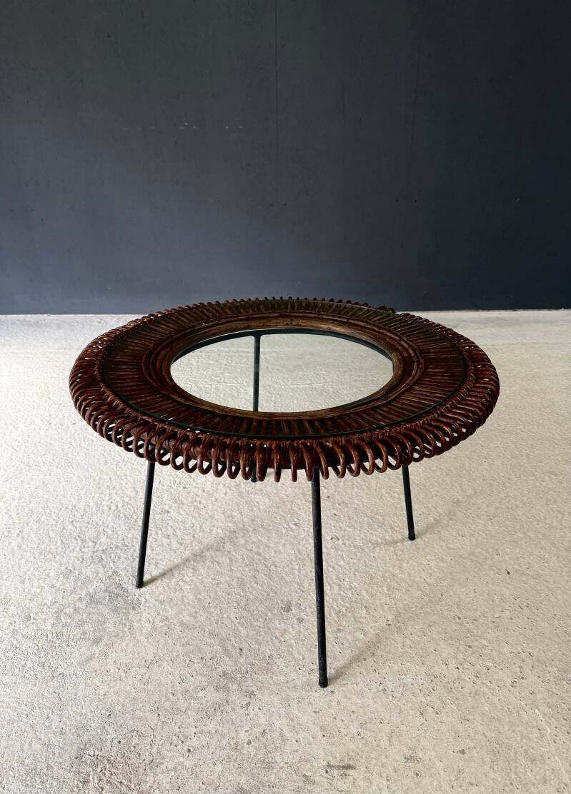 Midcentury Design Bamboo Occasional Side Table, France 1950's photo for sale