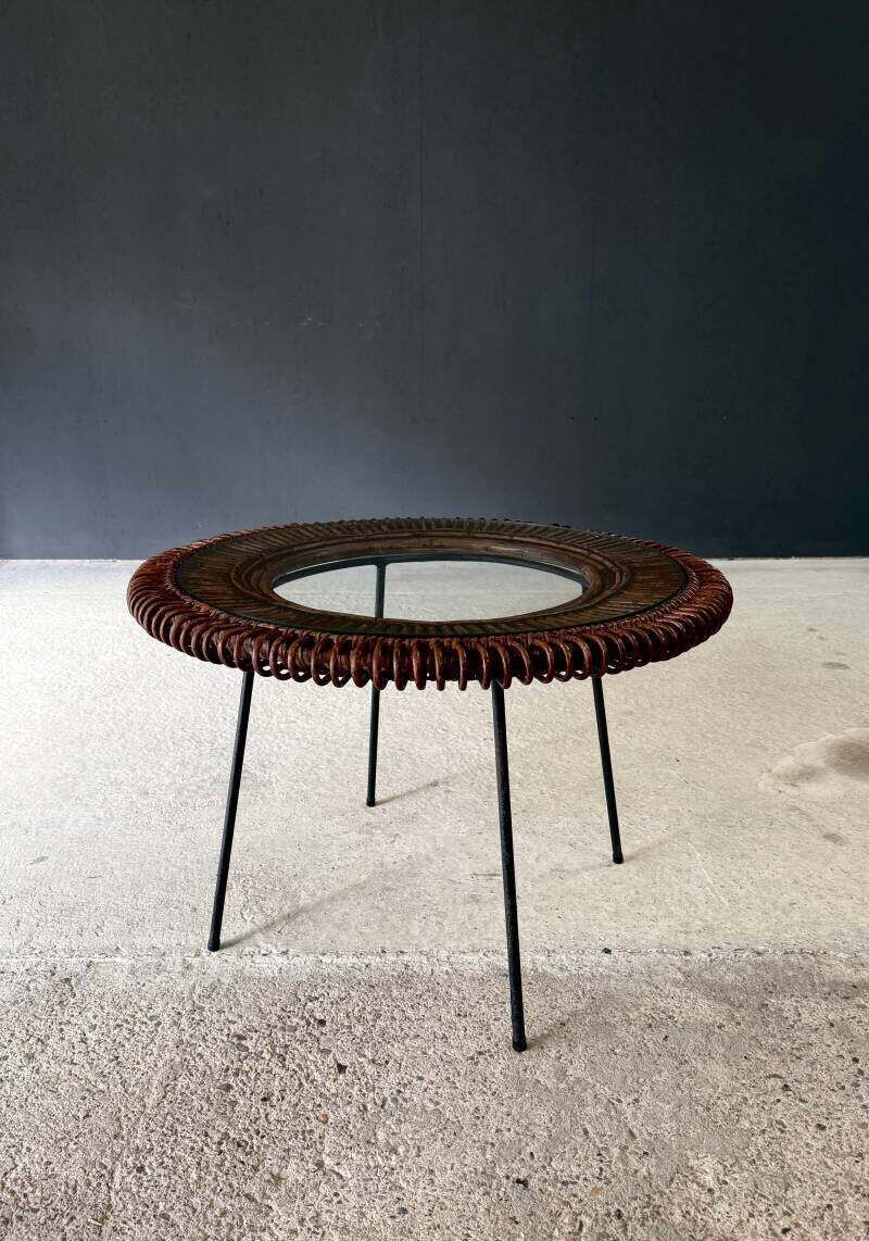 Midcentury Design Bamboo Occasional Side Table, France 1950's photo 950.0