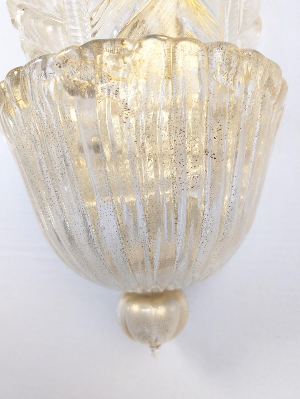 photo vintage Pair Of Giant Barovier & Toso Foglia D'oro Sconces, 1980s