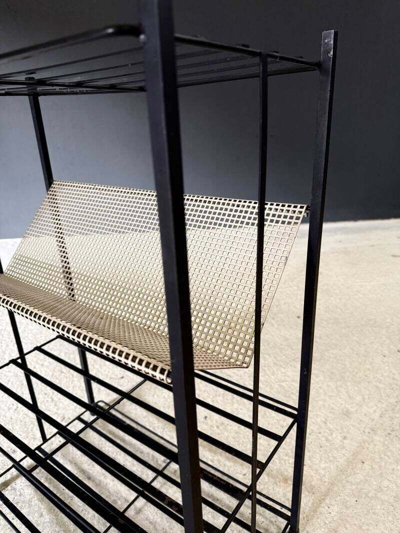 Furniture Midcentury Industrial Design Newspaper Rack By Pilastro, Netherlands 1950's photo