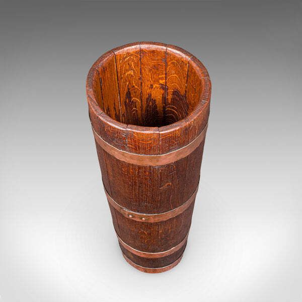 Antique Coopered Stick Loop, English, Victorian Oak Country House Umbrella Stand photo vinterior