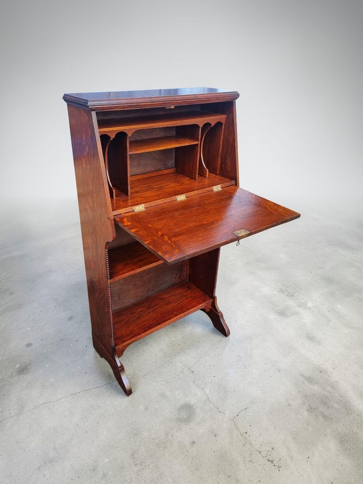 Antique Edwardian Oak Bureau Bookcase / C.1910 / Original Key / Golden Oak Grain / Free Delivery