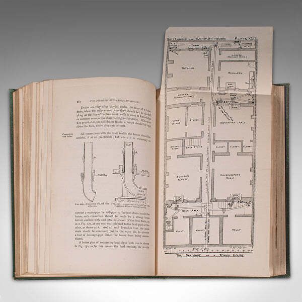 402.0 Antique Reference Book The Plumber And Sanitary Houses, English, Victorian, 1877 photo