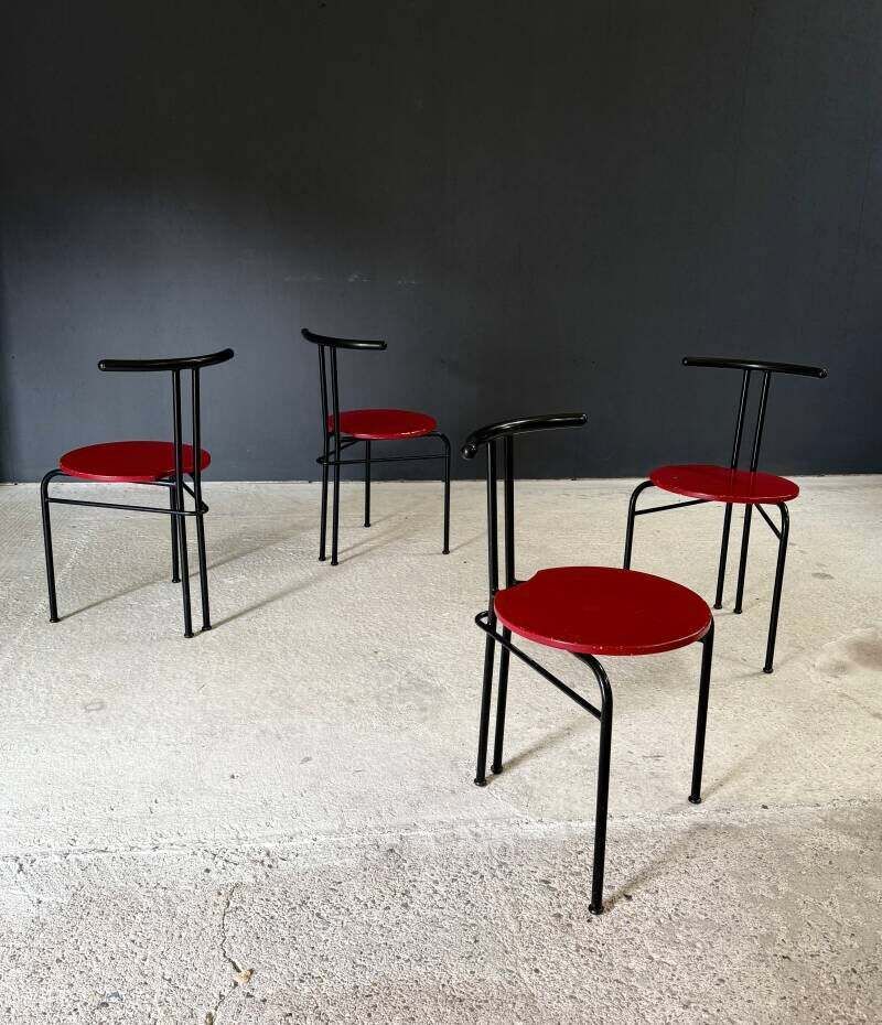 Postmodern Design Slanke Eetkamerstoelen, Italië Ca. Jaren 1980 photo buy