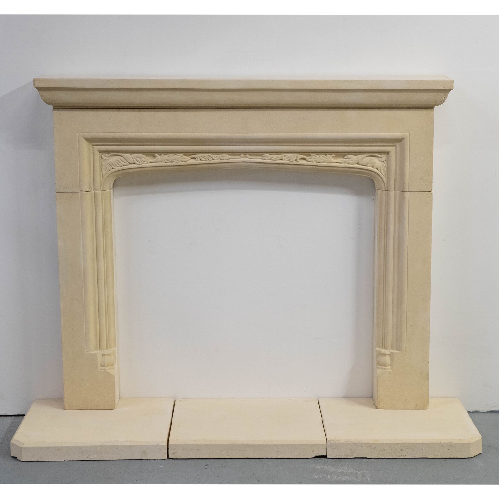 photo furniture Reclaimed Gothic Revival Style Stone Fireplace Surround With Hearth