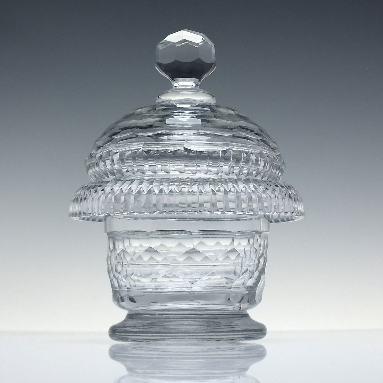 Georgian Anglo Irish Cut Glass Covered Preserve Jar C1800 C1810 photo furniture