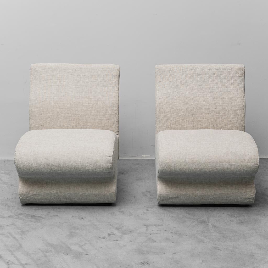 Pair Of Vintage Armchairs In 1970s Modern Fabric photo vinterior