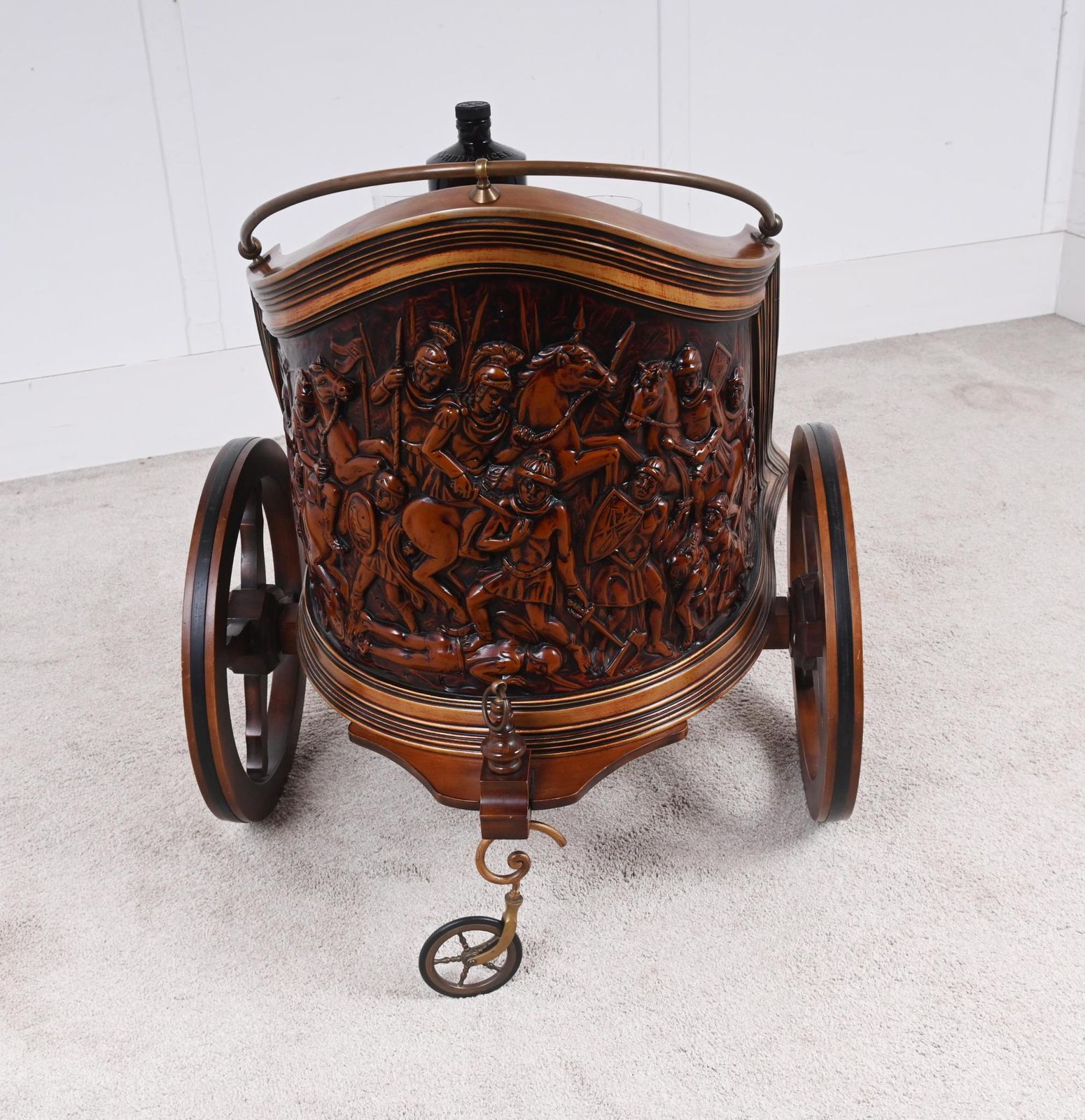 Mahogany Drinks Trolley Chariot Bar Cart Carved 1920 photo vinterior