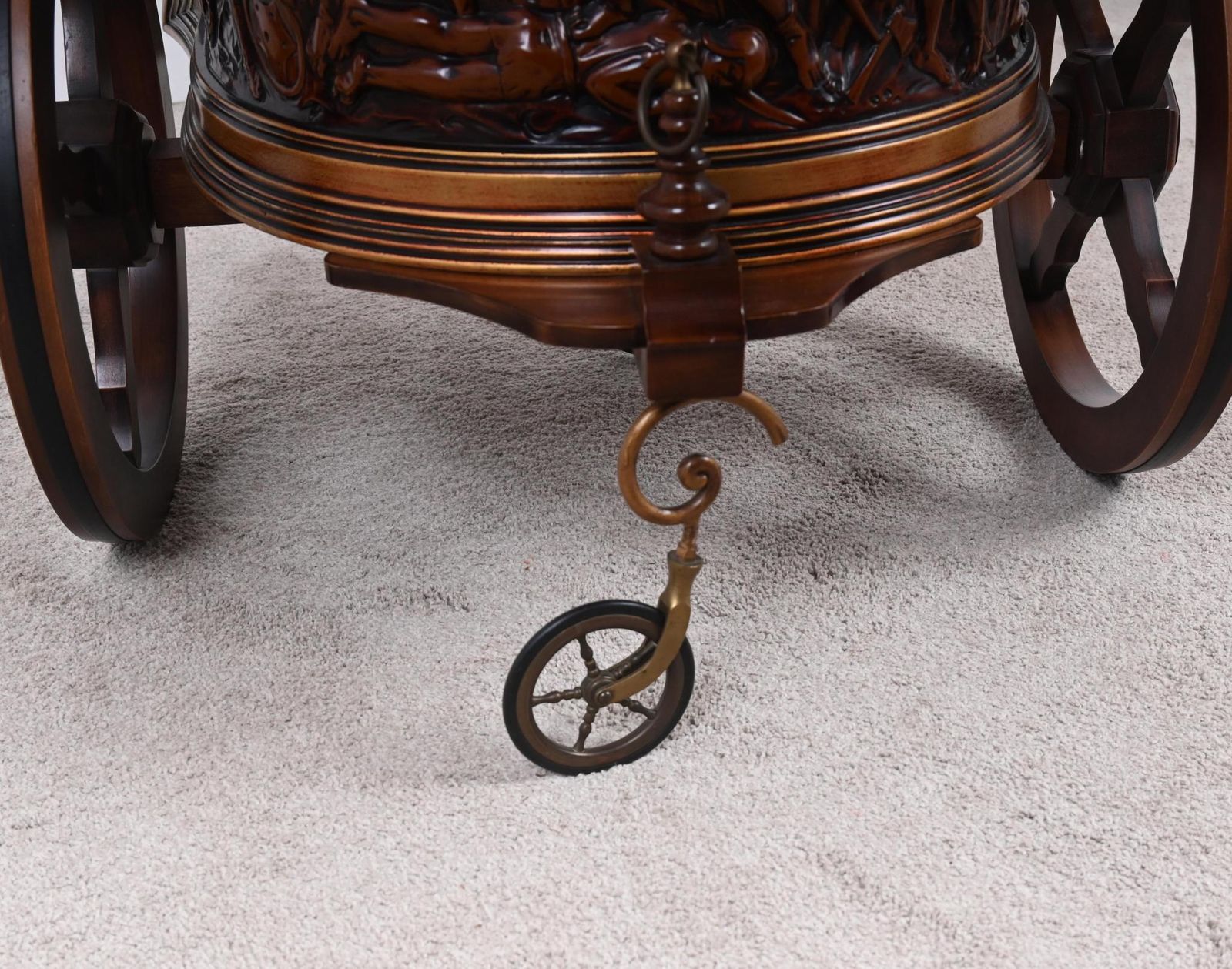 photo for sale Mahogany Drinks Trolley Chariot Bar Cart Carved 1920