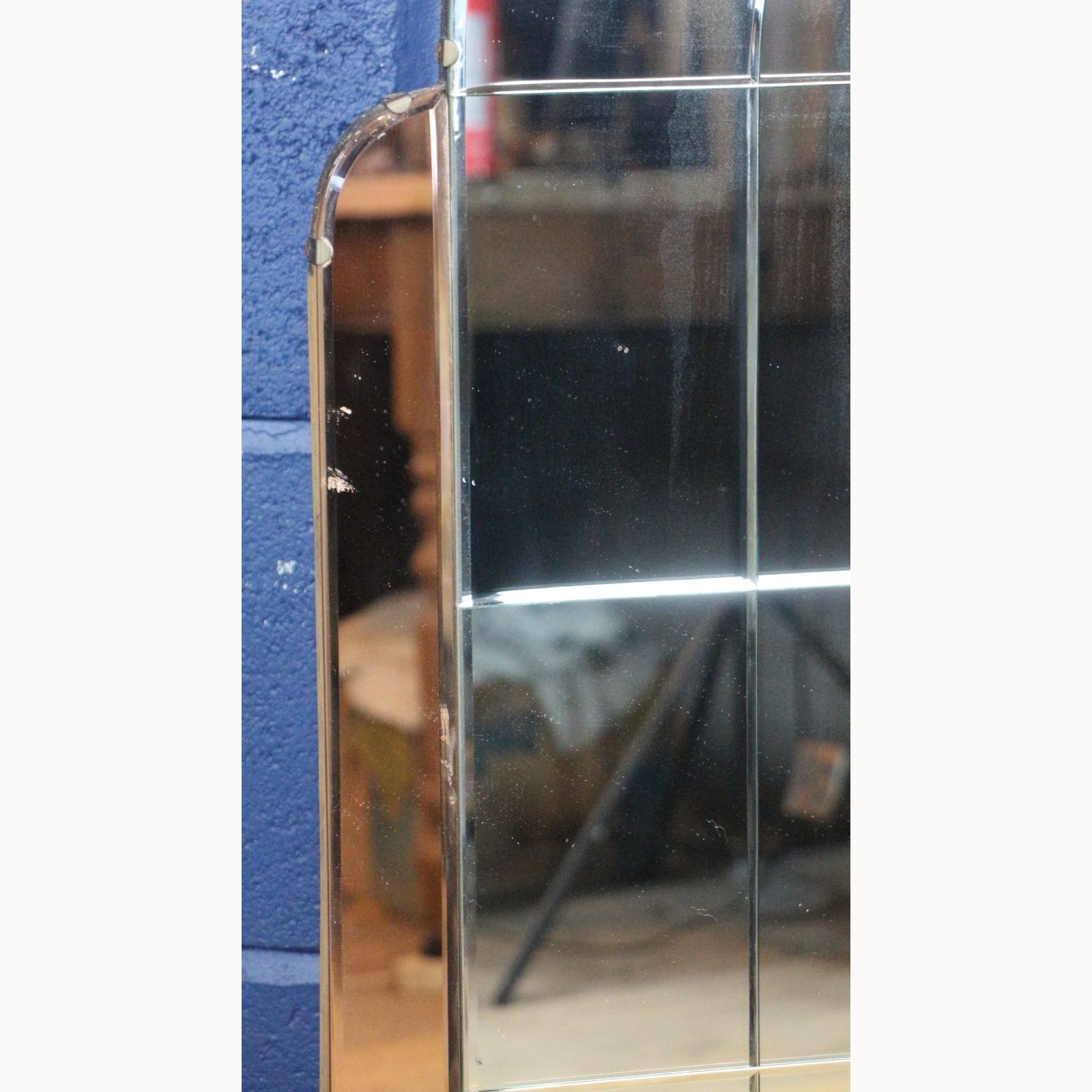 An Art Deco Copper And Clear Bevelled Over Mantle Mirror Two Tone photo Home Decor
