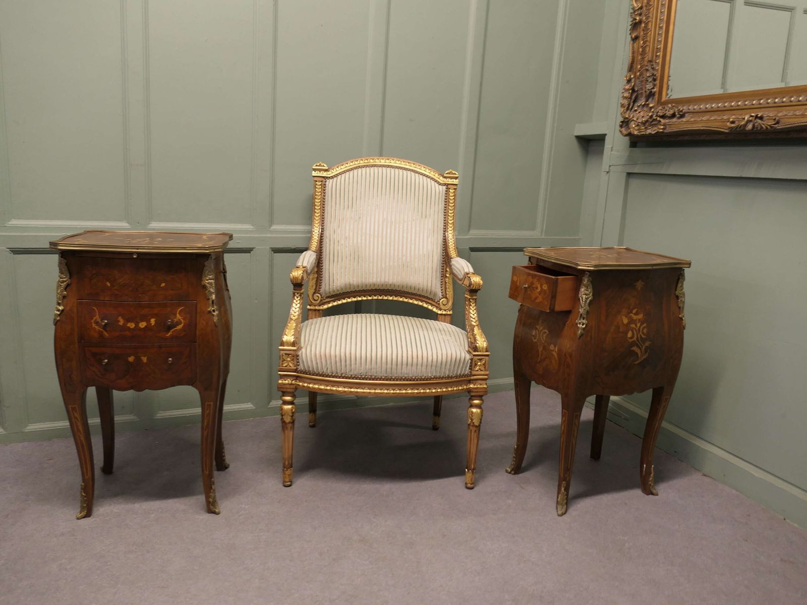 Pair Of French Ormolu And Walnut Side Cabinets This Is A Very Beautiful Pair Of Cabinets photo 2100.0
