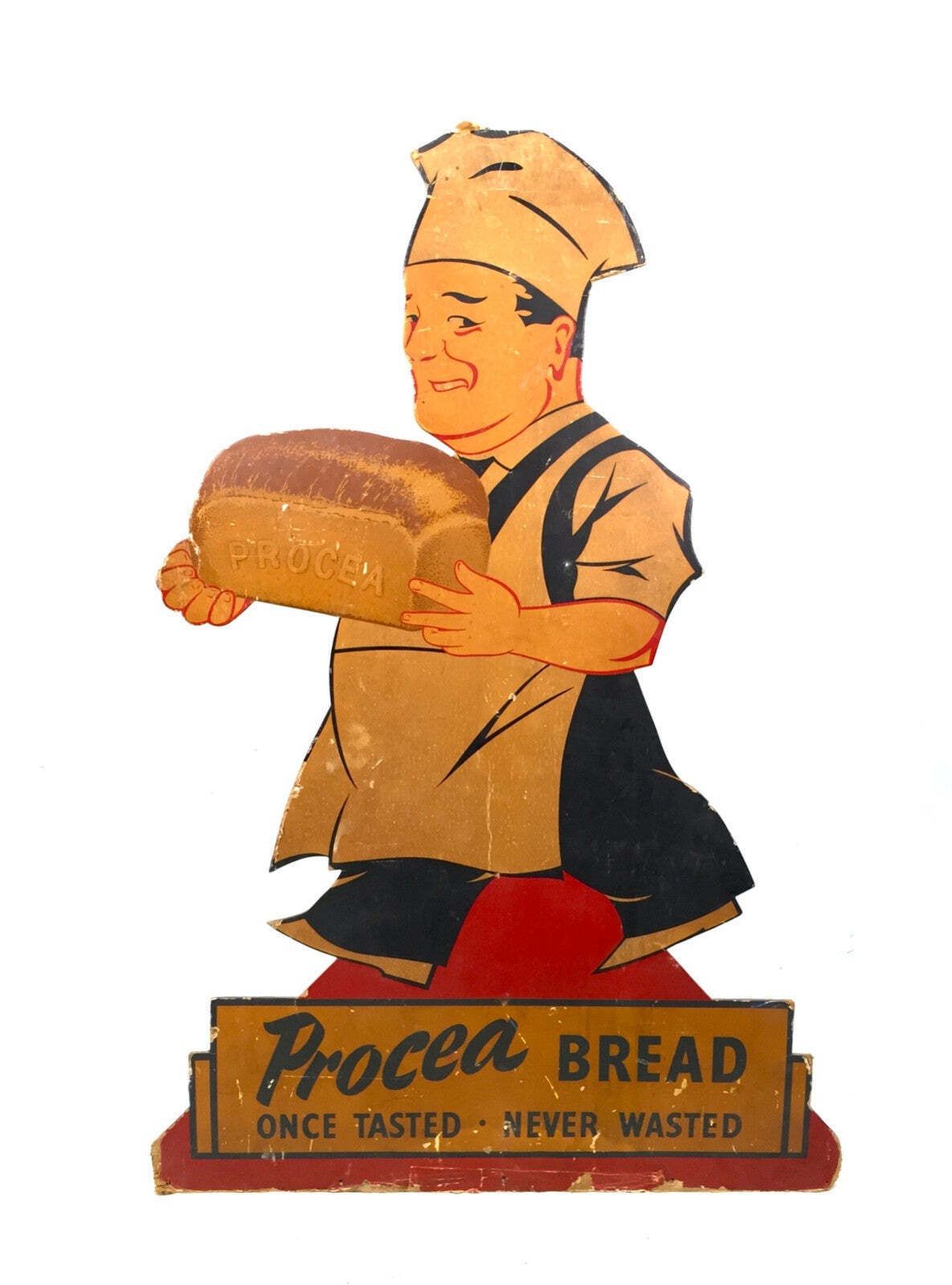 Antique Advertising Large Floor Standing Bakers Shop Display Sign Procea Bread photo furniture
