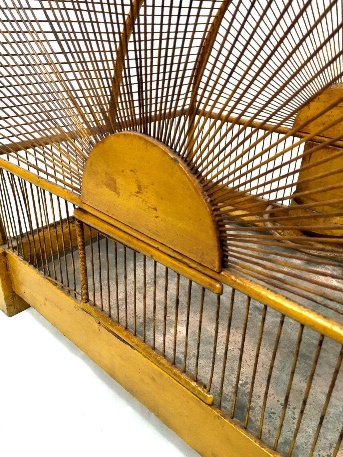 Antique Early 20th Century Oriental Yellow Bird Cage / Birdcage House / Tabletop photo vinterior