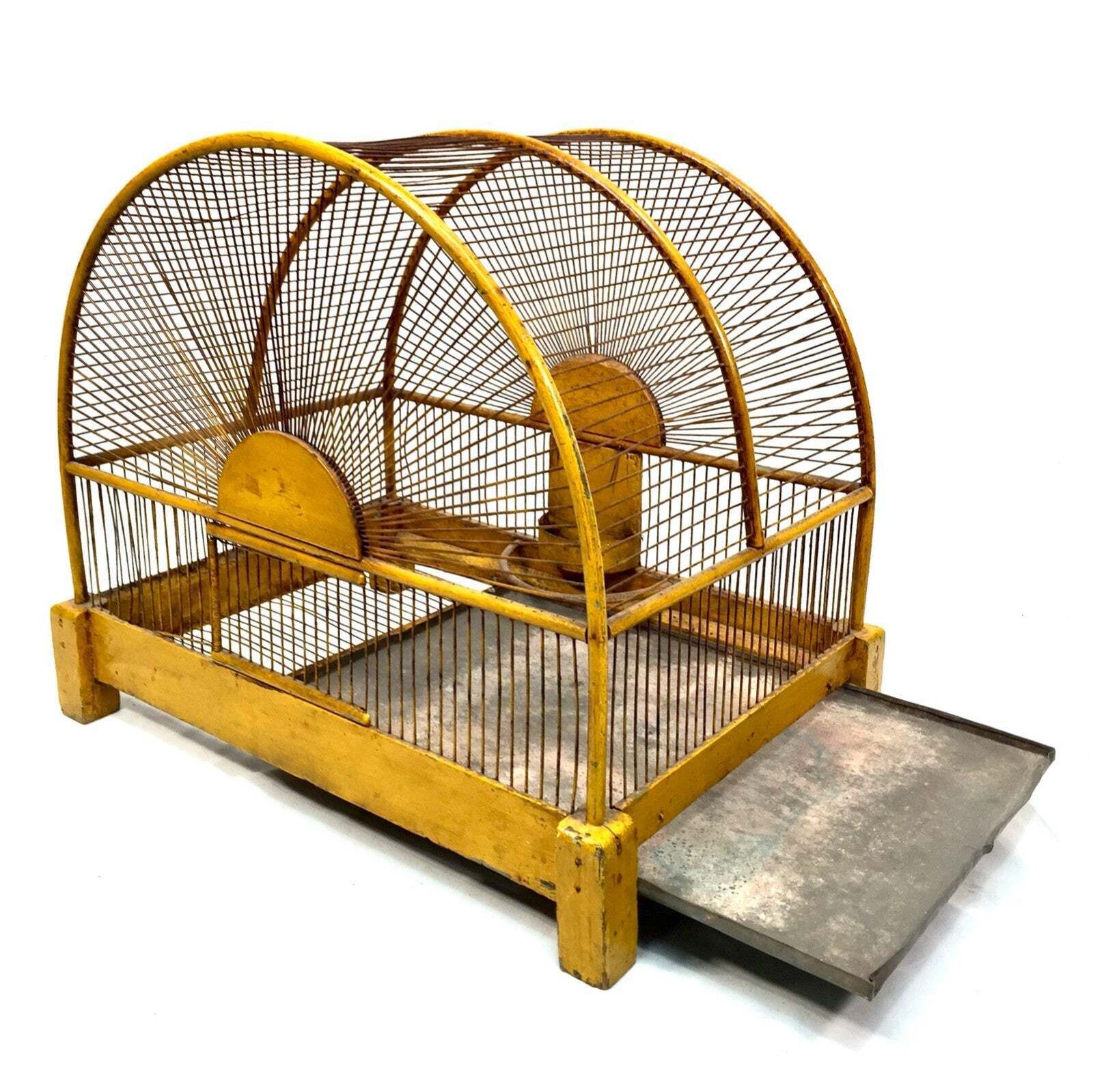 photo for sale Antique Early 20th Century Oriental Yellow Bird Cage / Birdcage House / Tabletop