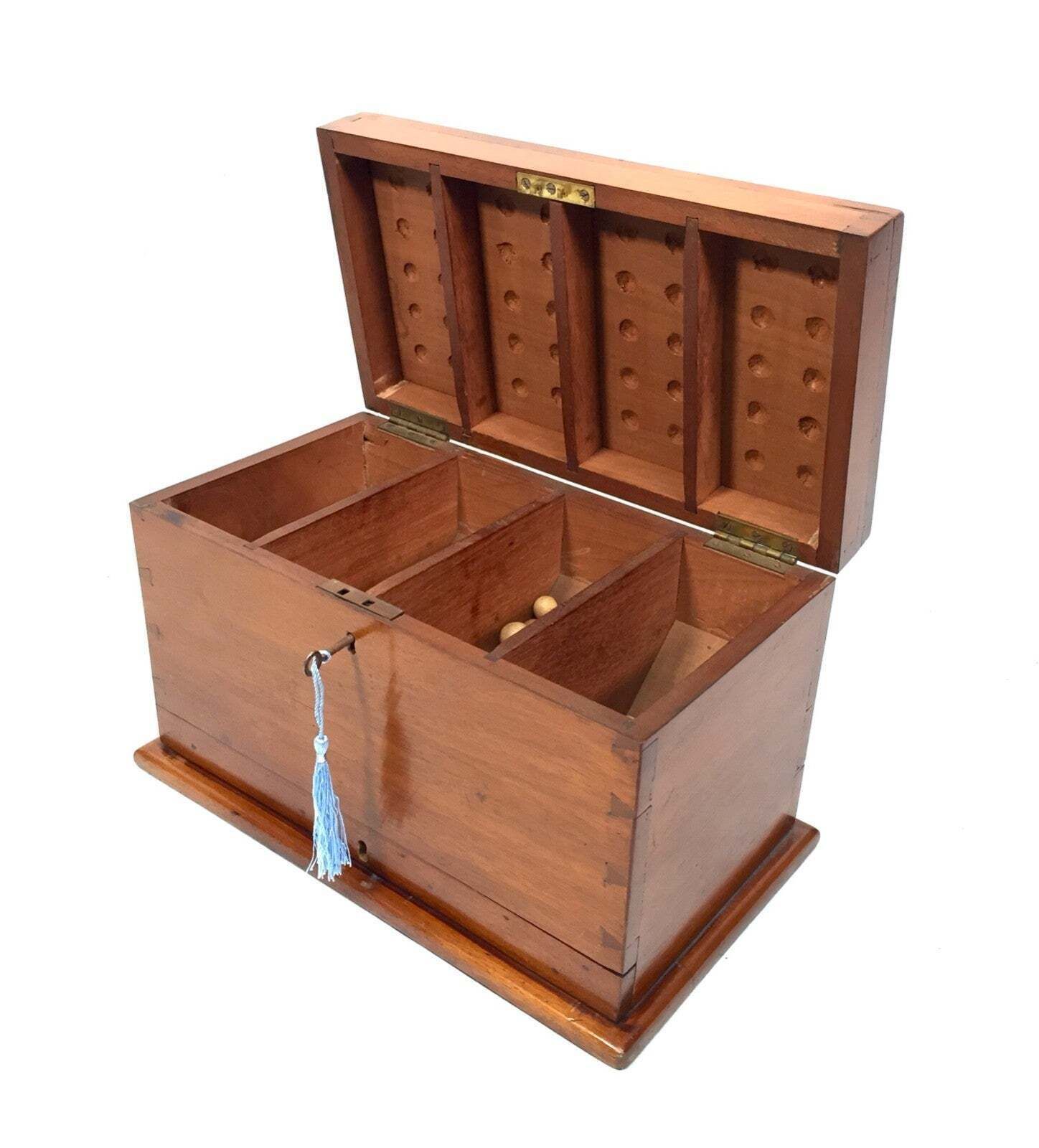 Antique Wooden Masonic Voting Ballard Storage Box With Key / Bingo Ball Game photo 219.0